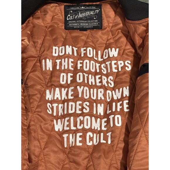 Cult of Individuality Varsity Jacket Coat Mens XL Black Welcome To The Cult - Picture 6 of 14
